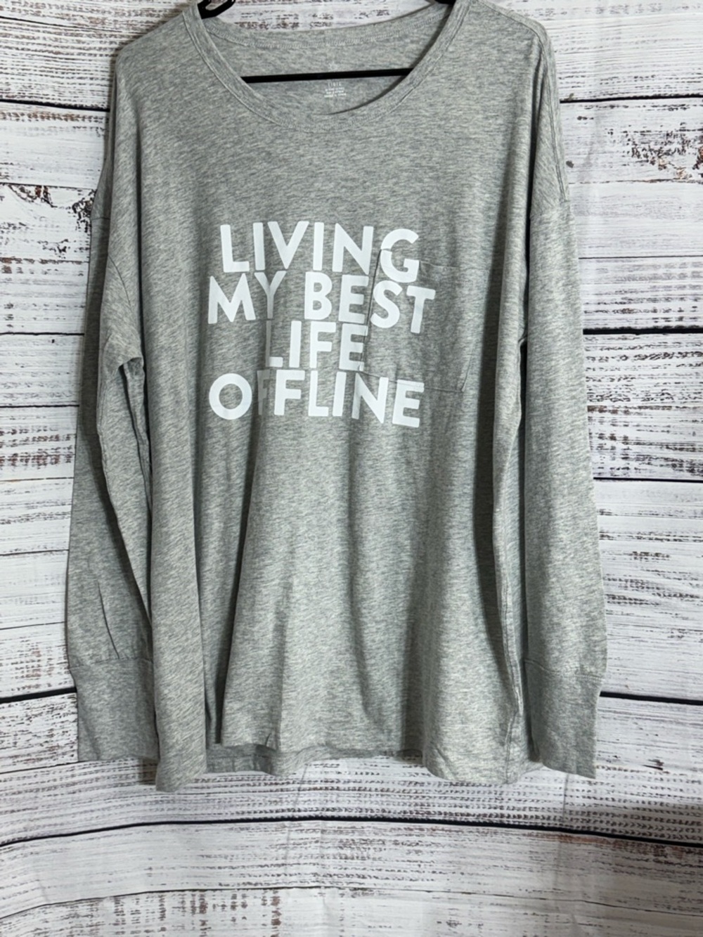 Offline‎ by aerie tee Womens Sz L living my best life offline long sleeve cotton